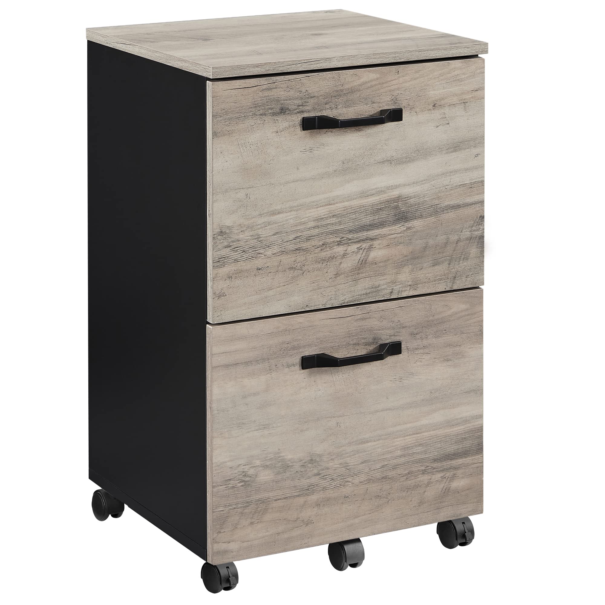 Vasagle 2-Drawer File Cabinet, Filing Cabinet For Home Office, Small Rolling File Cabinet, Printer Stand, For A4, Letter-Size Files, Hanging File Folders, Modern Style, Greige And Black Uofc040B02