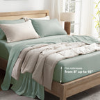 Andency Sage Green California King Sheet Sets, 100% Viscose Derived From Bamboo, Cooling Sheet Set, Deep Pocket Up To 16', Silky Soft Bed Sheets, Hotel Luxury Breathable Bedding Sheets & Pillowcases…