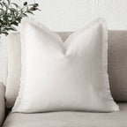 Foindtower Decorative Linen Fringe Throw Pillow Covers Cozy Boho Farmhouse Cushion Cover With Tassel Soft Accent Pillowcase For