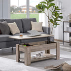 Yaheetech Lift Top Coffee Table With Hidden Compartment And Storage Shelf, Rising Tabletop Dining Table For Living Room Reception Room, 38.6In L, Grey
