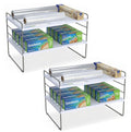 YAN & HIN 2 Pack Expandable Cabinet Organizer Shelf, 3Tier Kitchen Cabinet Organizer for Tupperware & Food Container Storage, A