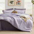 Bedsure Twin Comforter Set - 5 Pieces Lavender Twin Bedding Set For All Seasons, Boho Contrasting Design Bed In A Bag With Comforter, Sheets, Pillowcase & Sham