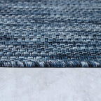 Solid Outdoor Rug For Patio Or Balcony Weatherproof In Mottled Blue, Size: 5'3' X 7'3'