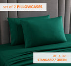 American Home Collection Pillow Case Set Of 2 Double Brushed Microfiber Soft & Easy Care Pillowcases (Forest Green, Standard/Que
