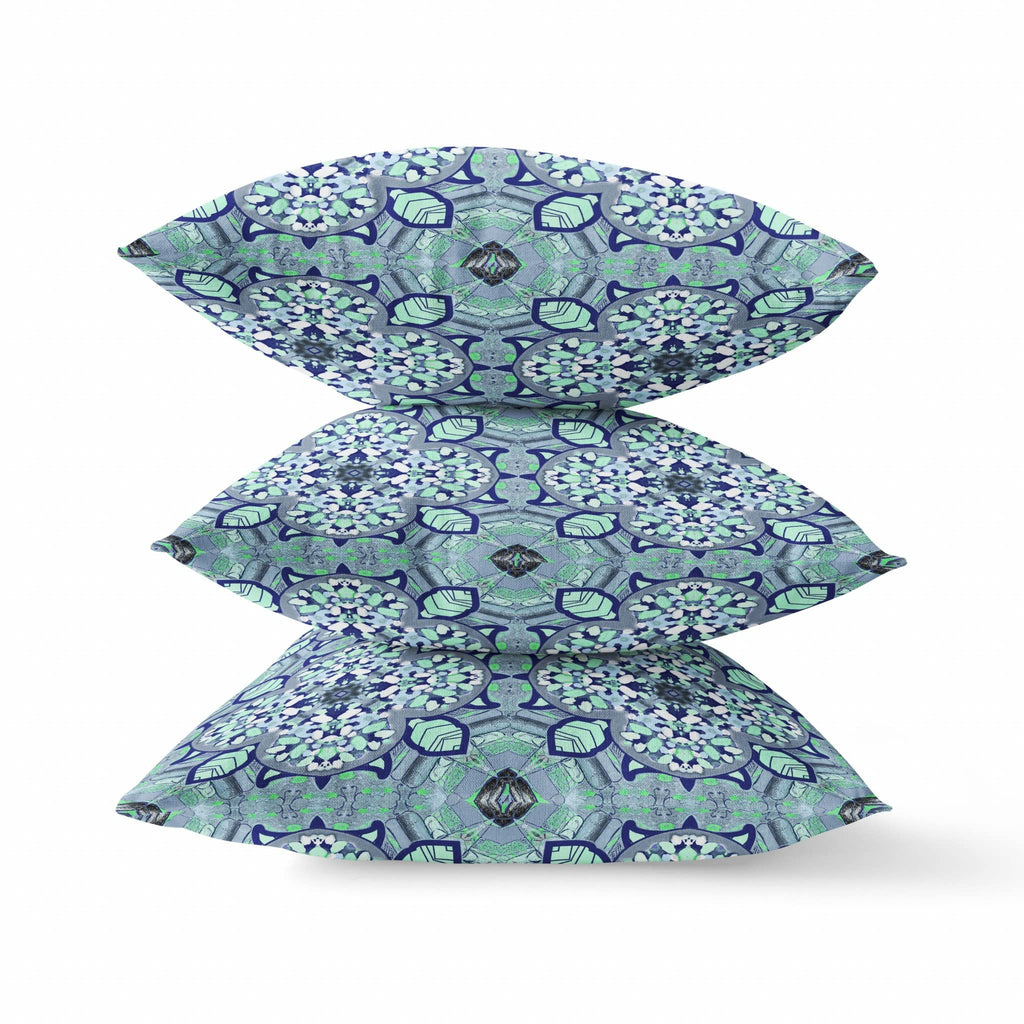 HomeRoots Muted Blue Aqua Blue Aqua Cloverleaf Boho Suede Throw Pillow