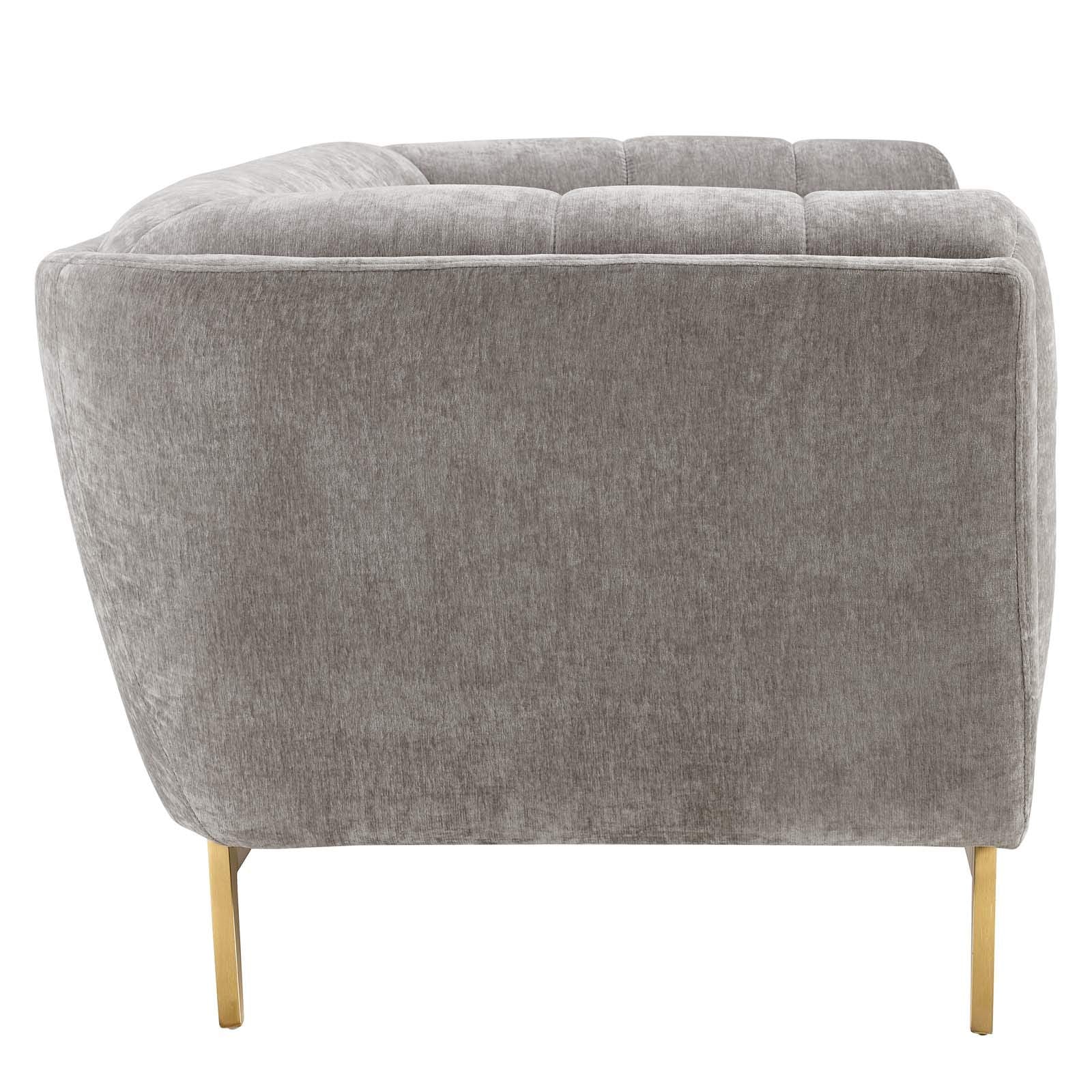 Modway Bestow Tufted Crushed Performance Velvet Sofa, Light Gray