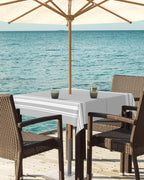 Queenker Outdoor Tablecloth With Umbrella Hole, Farmhouse Gray White Stripe Square Tables Waterproof Tabletop Collection For Pat