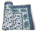 SVT Jaipuri Razai/Rajai Double Bed Cotton Rajasthani Sanganeri Floral Print Quilt Blanket (90 Inches X 104 Inches