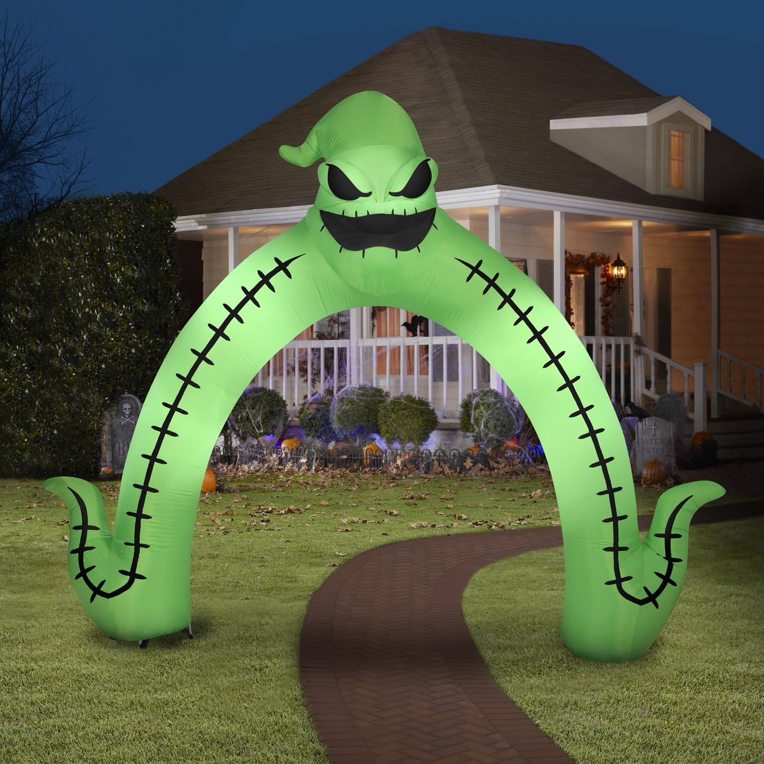 Gemmy Halloween Inflatable Oogie Boogie Archway, 10 Ft Tall, Multi