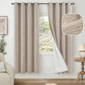 Lajode Beige 100% Blackout Linen Curtains For Living Room 72 Inch Length 2 Panels Set, Faux Linen Thermal Insulated Light Blocki