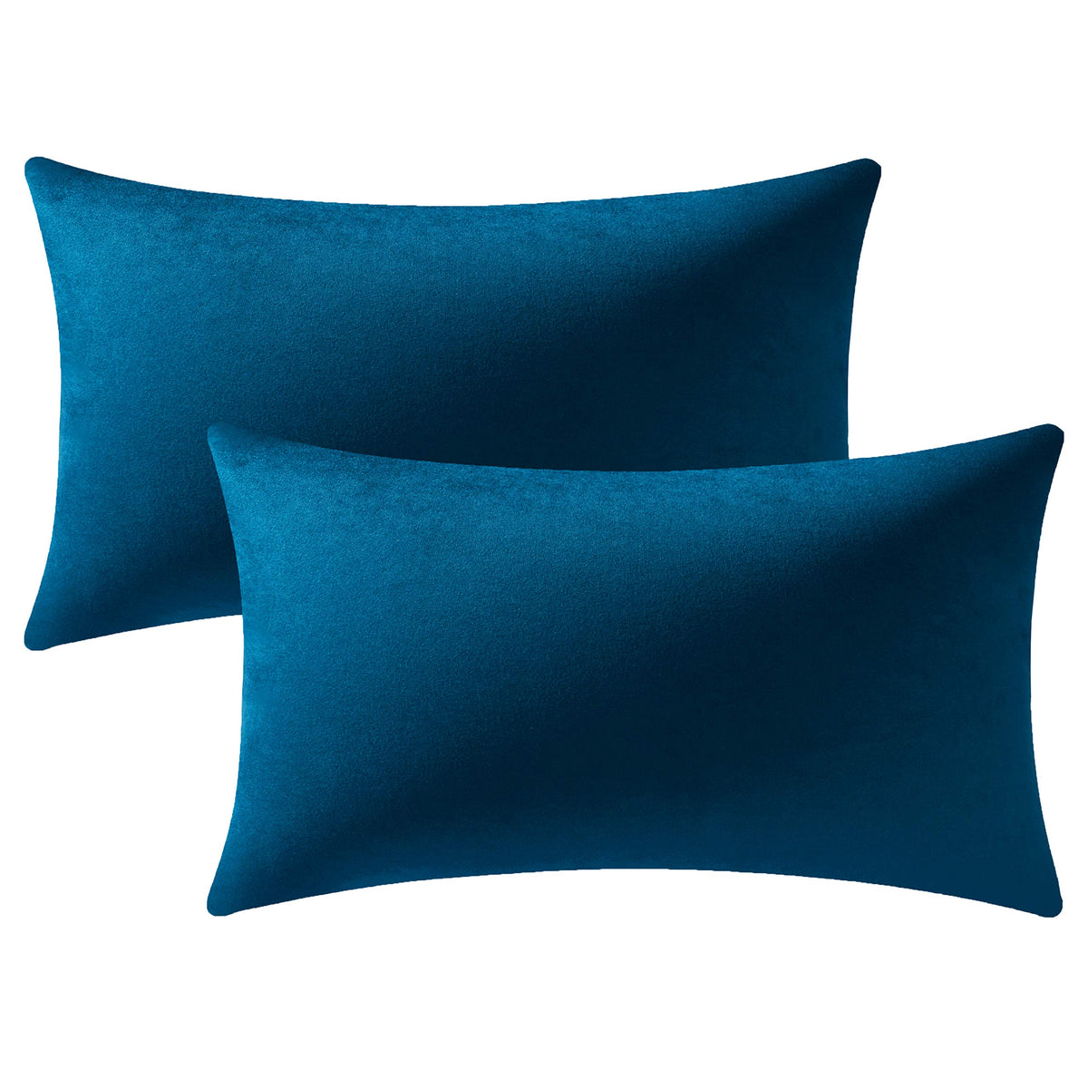 Dezene Midnight Blue Throw Pillow Covers 2 Pack 20 X 20 Inch Cozy Soft Velvet Square Decorative Pillow Cases, Lumbar Toss Pillow
