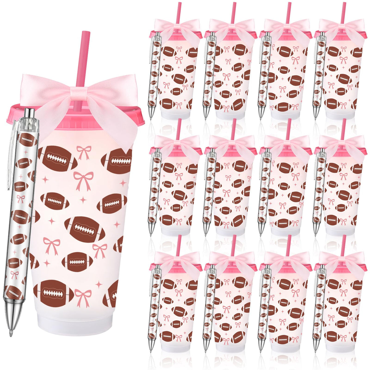 Ferrochef 24 Pcs Football Party Favors Football Tumblers and Pens Bulk