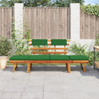 vidaXL 2-in-1 Convertible Outdoor Bench, Patio Daybed, Garden Day Bed, Weather-Resistant Solid Acacia Wood, 26.8" x 74.8" x 29.1" Brown Frame & Green Cushion