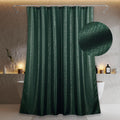 Popkozzi Green Long Glitter Shower Curtain: 84 Inch Extra Tall Silver Metallic Shimmery Bling Shiny Textured Fabric Decorative S