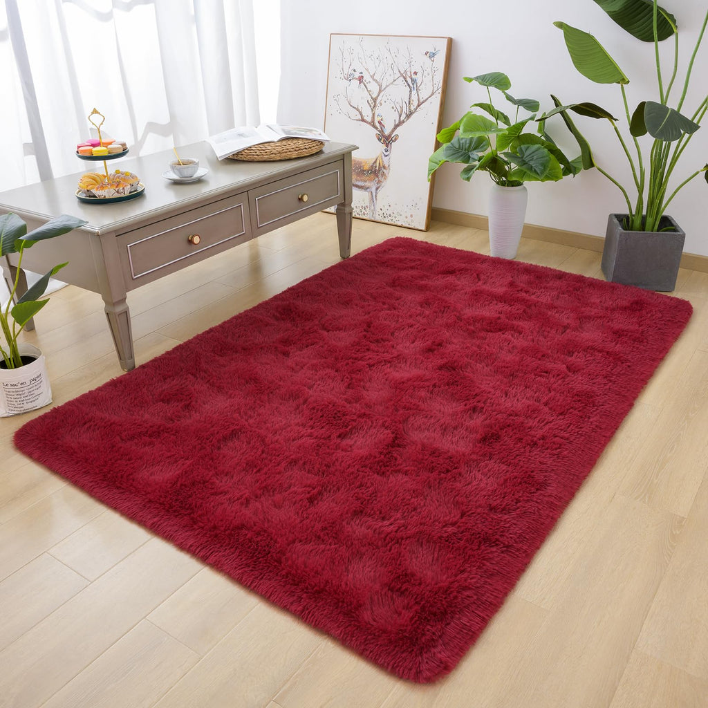 Detum Red Living Room Rug 5X8 Area Rug Wine Red Christmas Rugs For Bedroom Master Room Dining Dorm Kids Room Machine Washable No