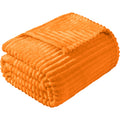 Vessia Flannel Fleece Throw Blanket For Couch,Sofa,Bed, 300Gsm Microfiber Light Orange Striped Chair Blanket For Adults And Kids