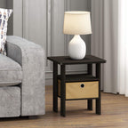 Furinno Andrey End Table / Side Table / Night Stand / Bedside Table with Bin Drawer, Espresso/Brown