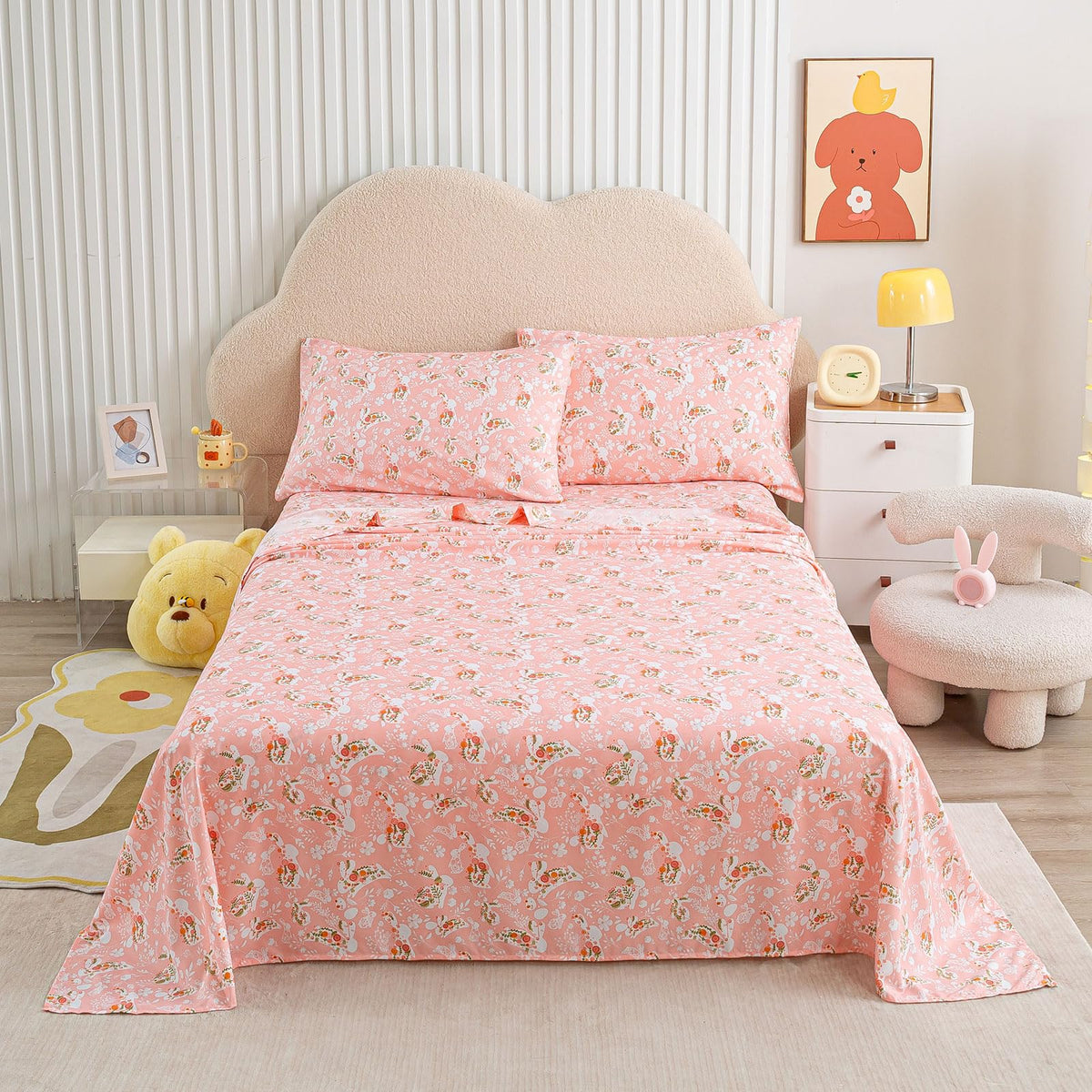 Lonava Full Size Printed Kids Sheet Set - 4 Piece Wrinkle-Free Luxurious Soft Microfiber Sheet, Oeko-Tex Certified, Deep Pocket,
