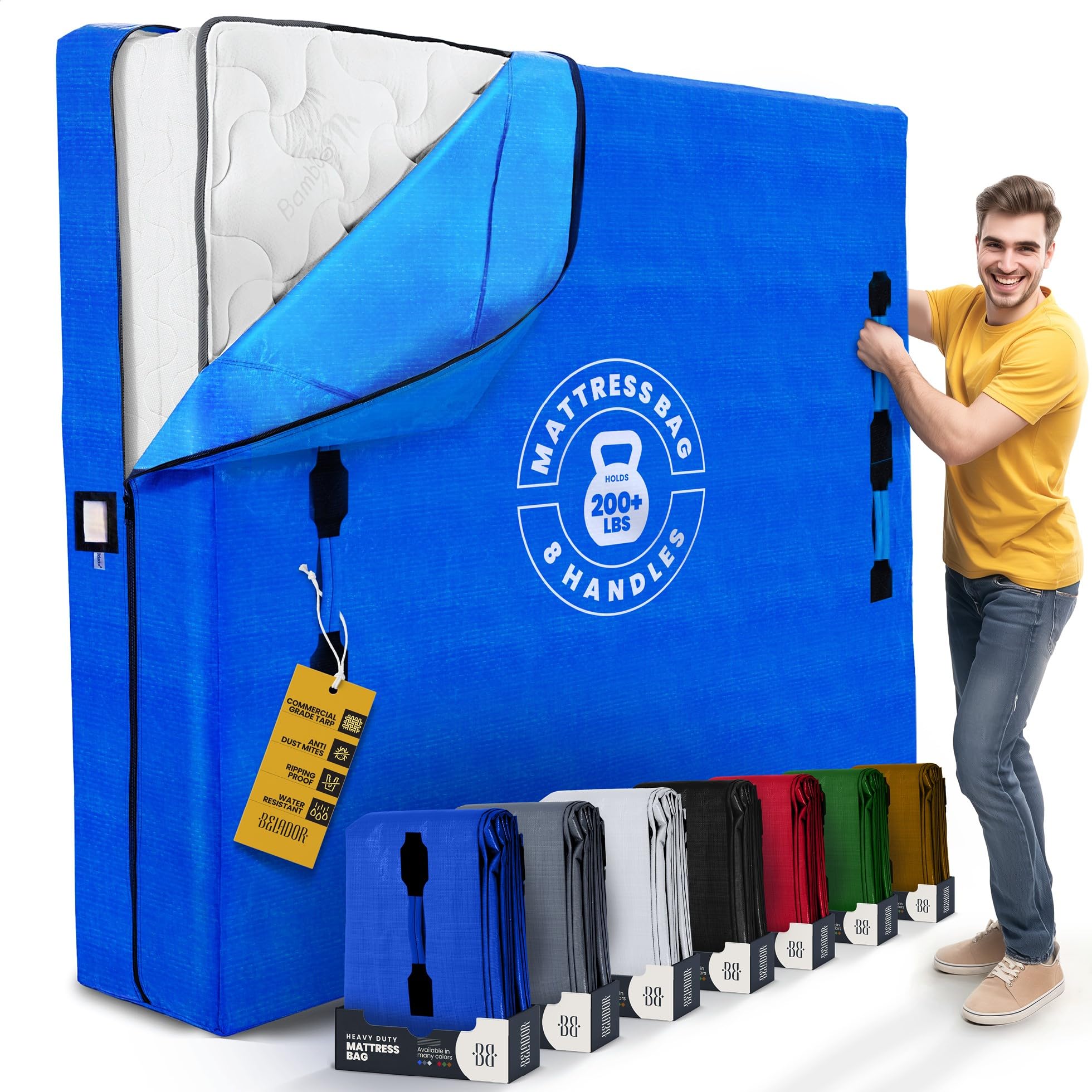 Mattress Bags For Moving With 8 Handles - Queen - Extra-Thick Mattress Bag For Moving- Reusable Mattress Storage Bag- Mattress C