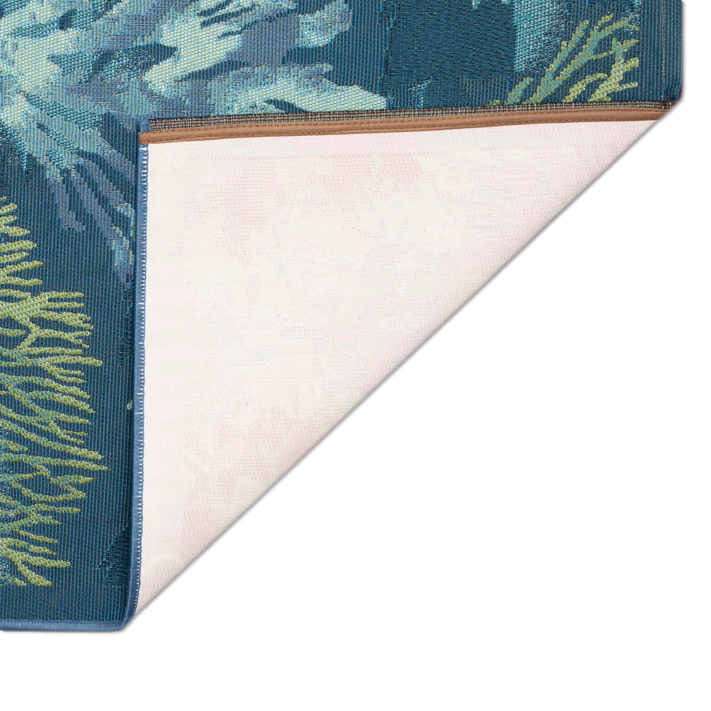 Liora Manne Esencia Machine Washable Non-Slip Low Profile Indoor/Outdoor Mat-Transitional, Abstract, Ocean, Contemporary, Coral Garden Lapis 2'5' X 3'11'