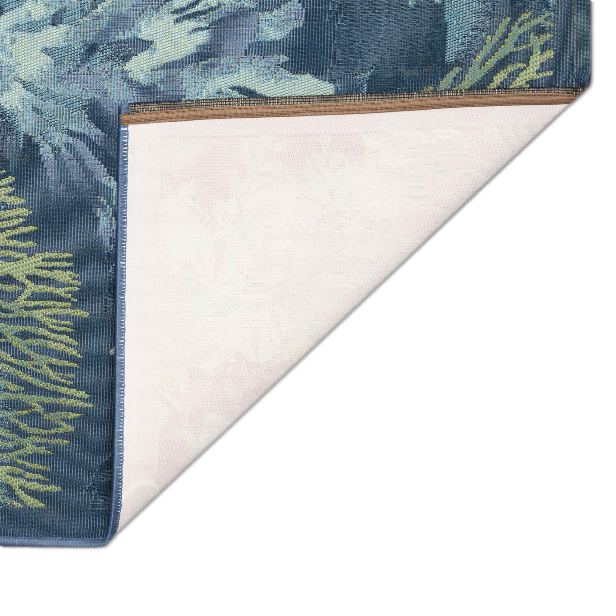 Liora Manne Esencia Machine Washable Non-Slip Low Profile Indoor/Outdoor Mat-Transitional, Abstract, Ocean, Contemporary, Coral Garden Lapis 2'5' X 3'11'