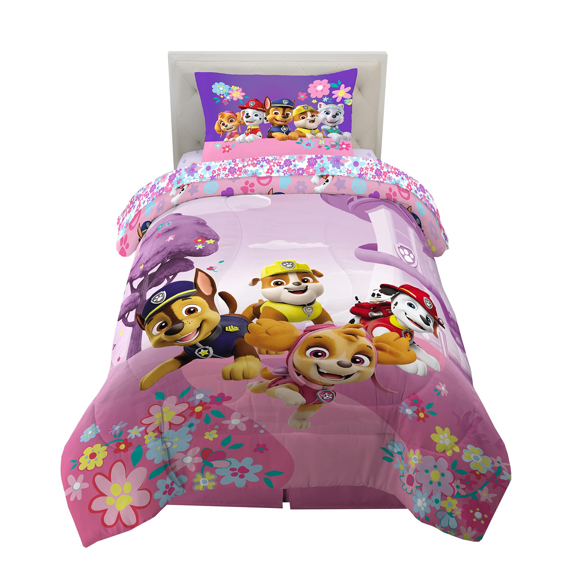 Paw Patrol Girls Kids Bedding Super Soft Comforter And Sheet Set, (4 Piece) Twin Size, (Official) Nickelodeon Product By Franco
