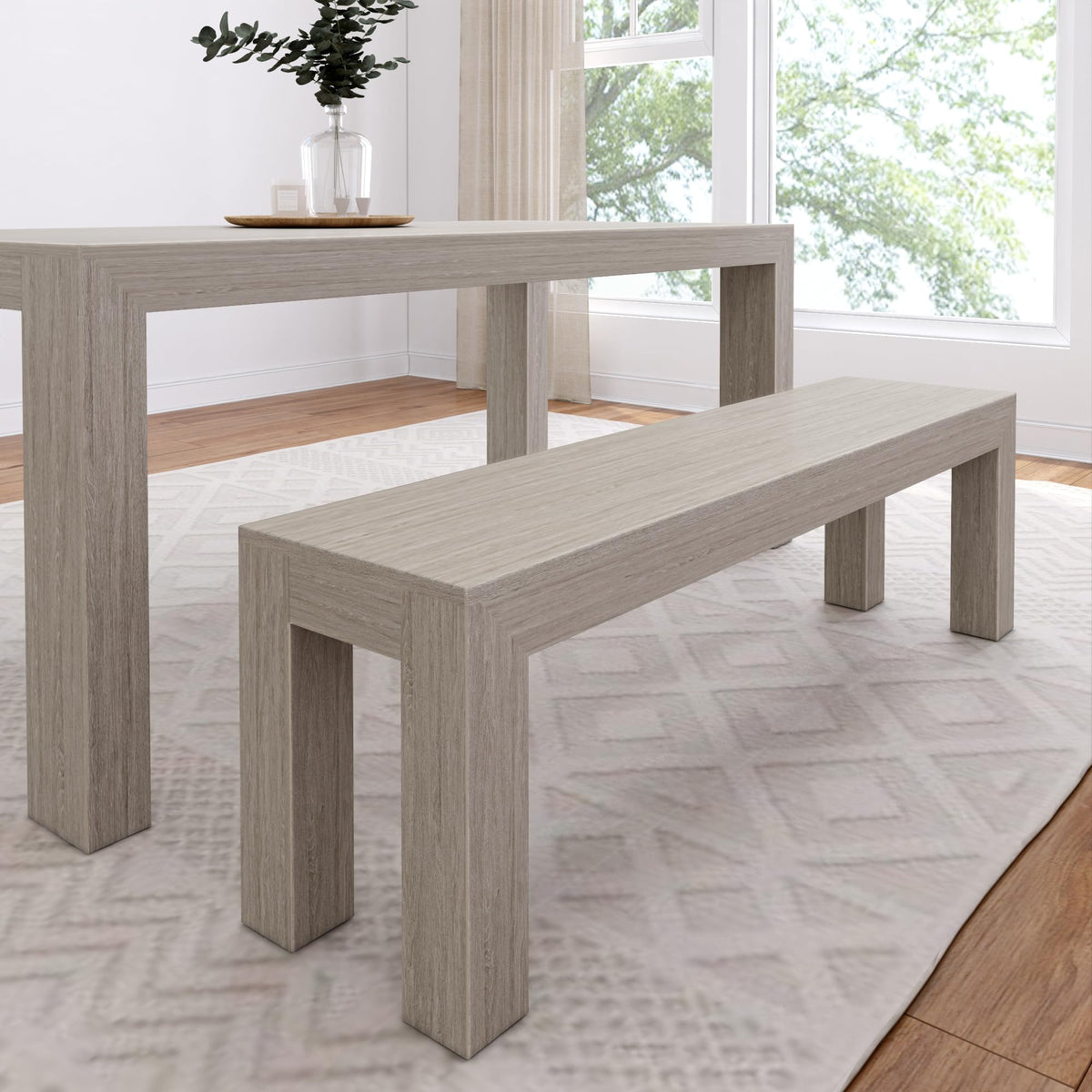 Plank+Beam 60 Inch Dining Bench For Dining Room, Modern Kitchen Dining Seat, Wooden Outdoor Bench, Solid Wood Entryway Bench, Se
