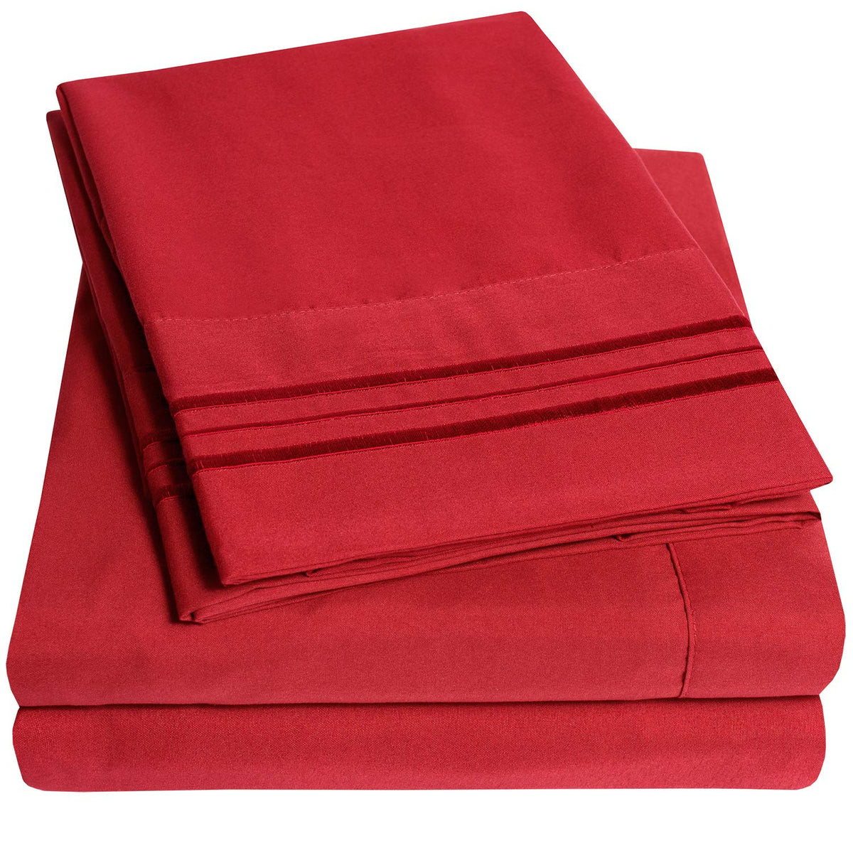 1500 Supreme Collection Twin Xl Sheet Sets Red - 3 Piece Bed Sheets And Pillowcase Set For Twin Xl Mattress - Extra Soft, Elasti
