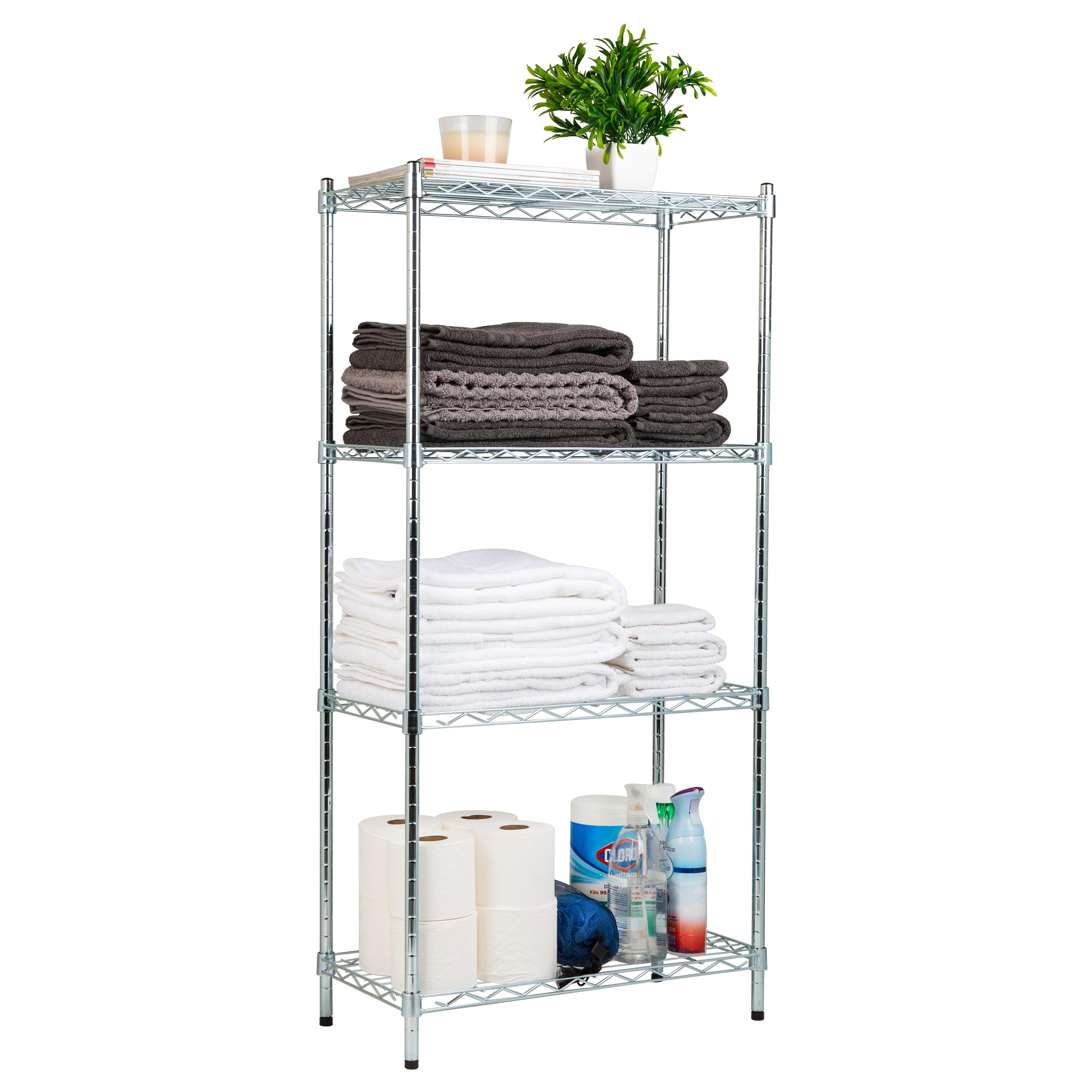 Mind Reader Storage Shelves, Garage Shelving, Storage Shelf, Pantry Org, Adjustable, Metal, 23.5'' L x 11.75'' W x 48'' H, Silve