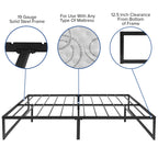 Flash Furniture Lana 14 Inch Metal Platform Bed Frame - No Box Spring Needed with Steel Slat Support and Quick Lock Functionality (Full)