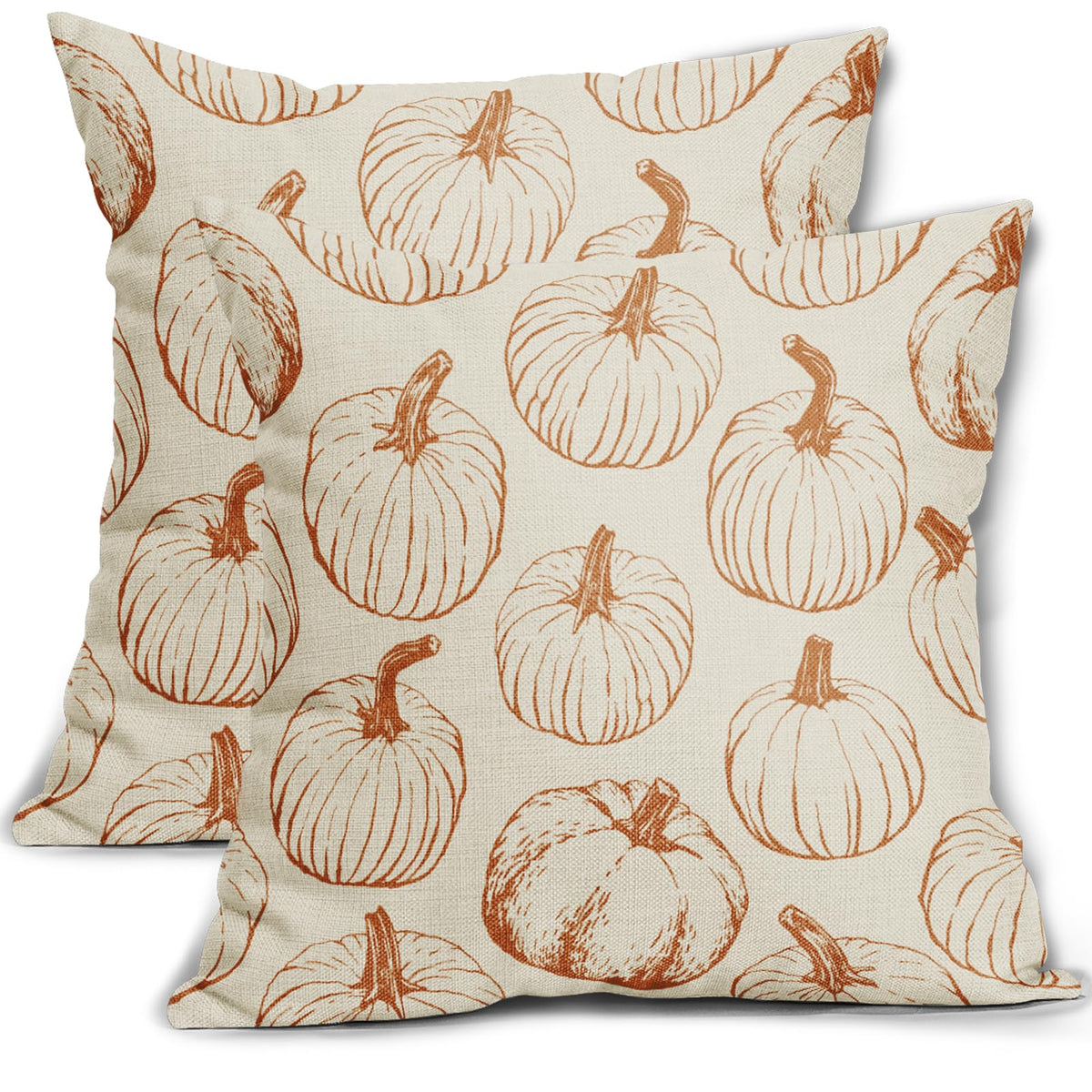 Aytipun Fall Pillow Covers 22X22 Set Of 2 Burnt Orange Pumpkin Autumn Colored Thanksgiving Harvest Decorative Outdoor Pillowcase