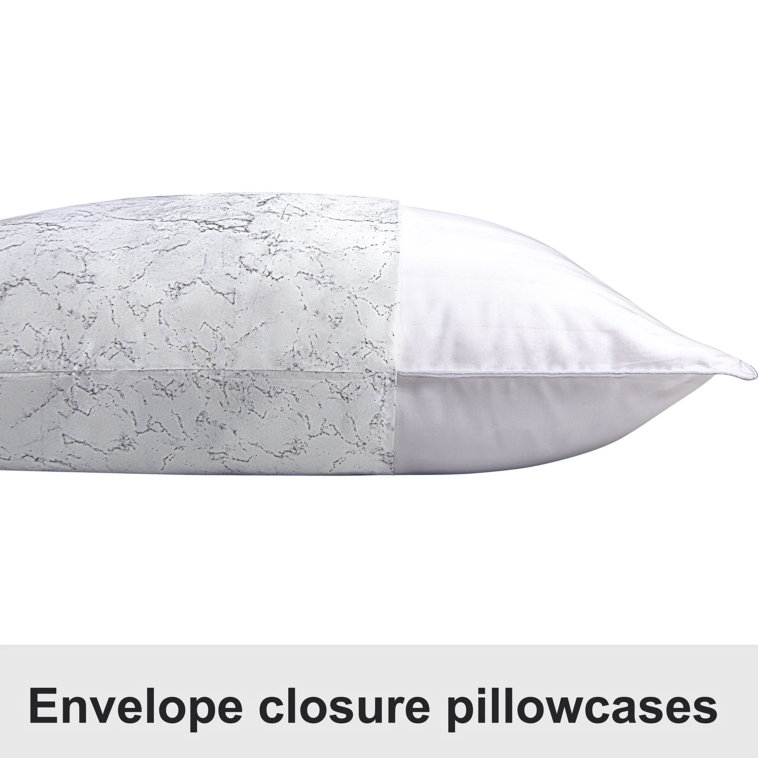 Ntbay 2 Pack Satin Queen Pillowcases For Hair And Skin, Luxurious And Silky Marbling Printed Pillow Cases With Envelope Closure, 20X30 Inches, White