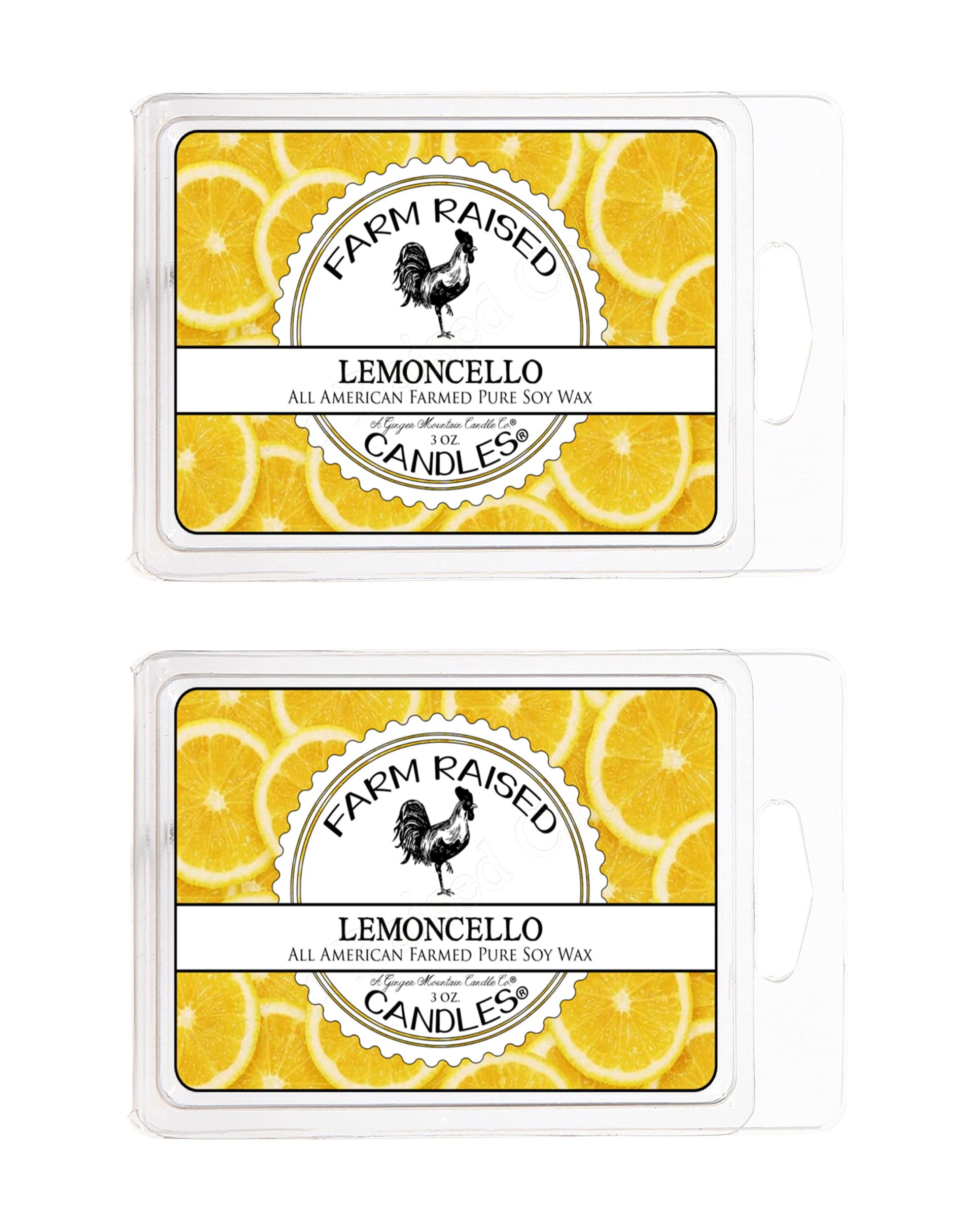 Lemon Wax Melts 6 Ounces 2 Pack Wax melt Warmer Citrus Fresh Lemoncello/USA Made - Farm Raised Candles - Natural American Farmed