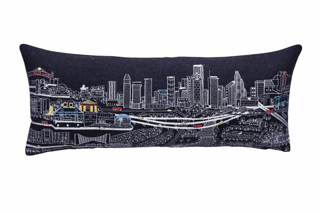 HomeRoots Grey 35' Black Houston Nighttime Skyline Lumbar Decorative Pillow