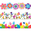Sabary 59 Ft Spring Bulletin Board Border Springtime Border For Bulletin Board Flower Birds Print Colorful Removable Blackboard