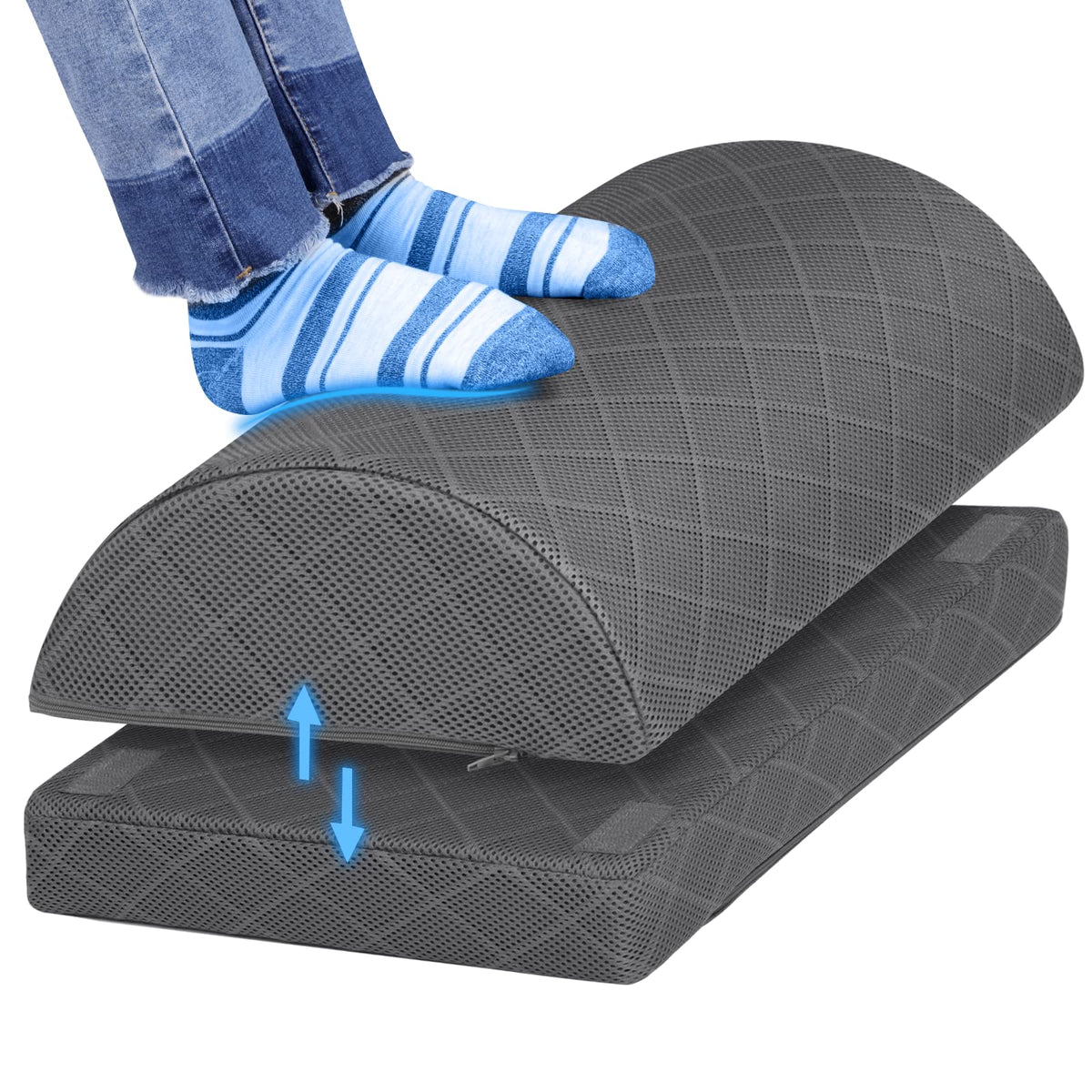 Cushzone Foot Rest,Desk & Gaming Accessories,Foot Rest For Under Desk At Work,Comfortable Footrest With 2 Adjustable Heights & Removable Cover, Office Desk Accessories(Gray-19.7 In)