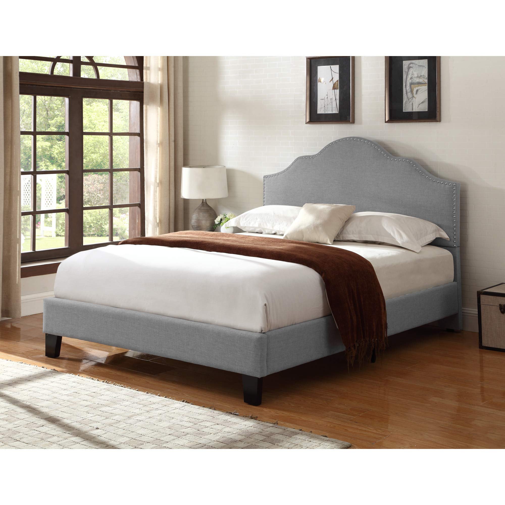 Wallace & Bay Kirby Upholstered Bed with Nailhead - Thumbnail 3