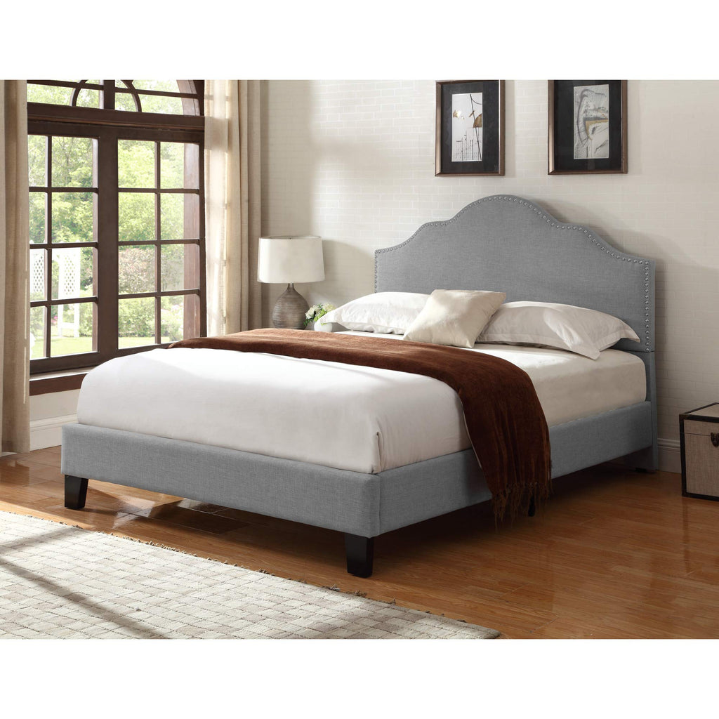 Wallace & Bay Kirby Upholstered Bed with Nailhead, Cal King, Gray