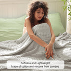Phf Cooling Waffle Blanket King Size, Lightweight 60% Rayon Derived From Bamboo & 40% Cotton Breathable Blanket For Hot Sleepers, Soft And Luxury For Bed Couch And Sofa, 104'X90', Grey