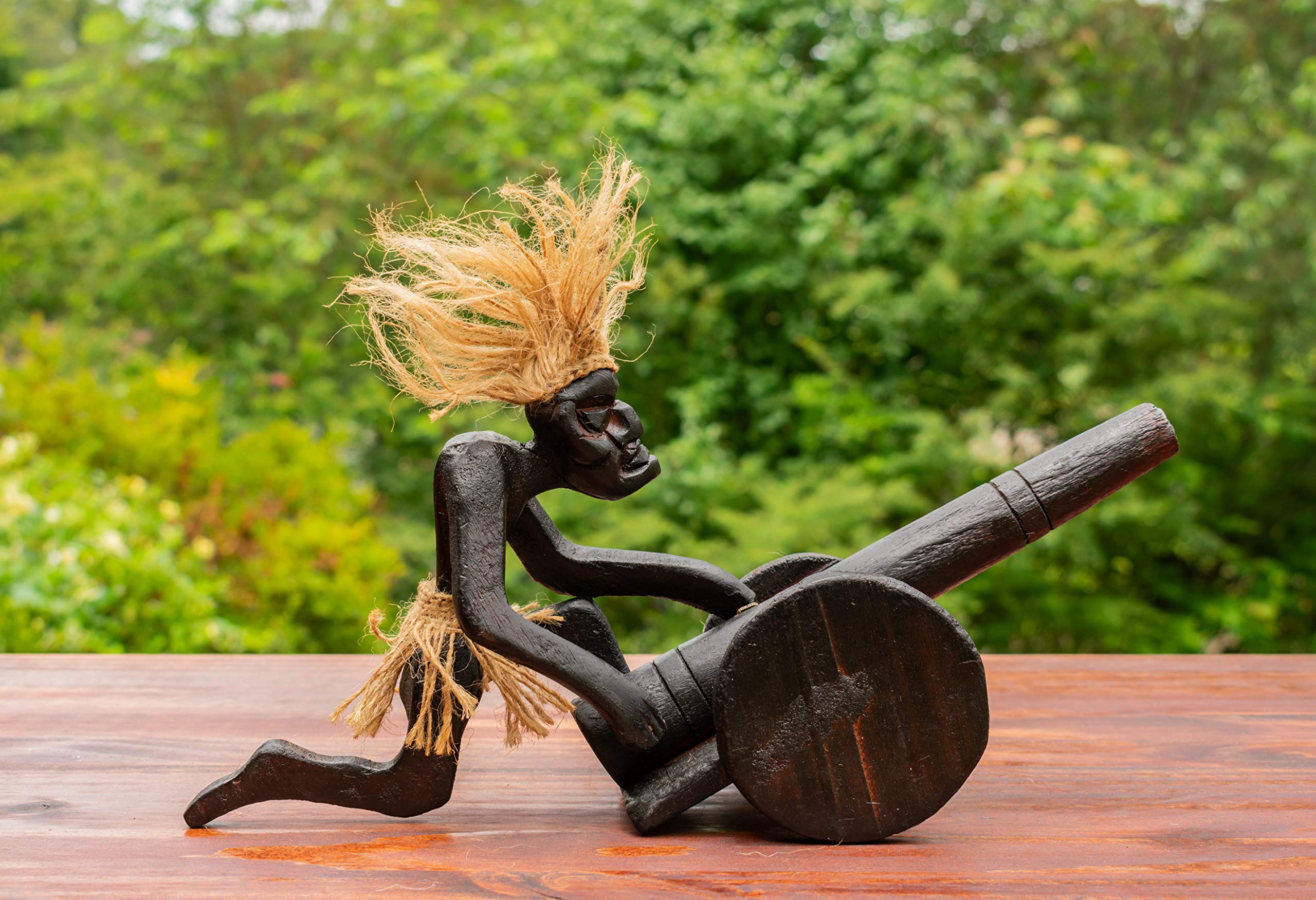 G6 Collection Handmade Wooden Primitive Tribal Firing Cannon Funny Statue Sculpture Tiki Bar Handcrafted Unique Gift Home Decor 