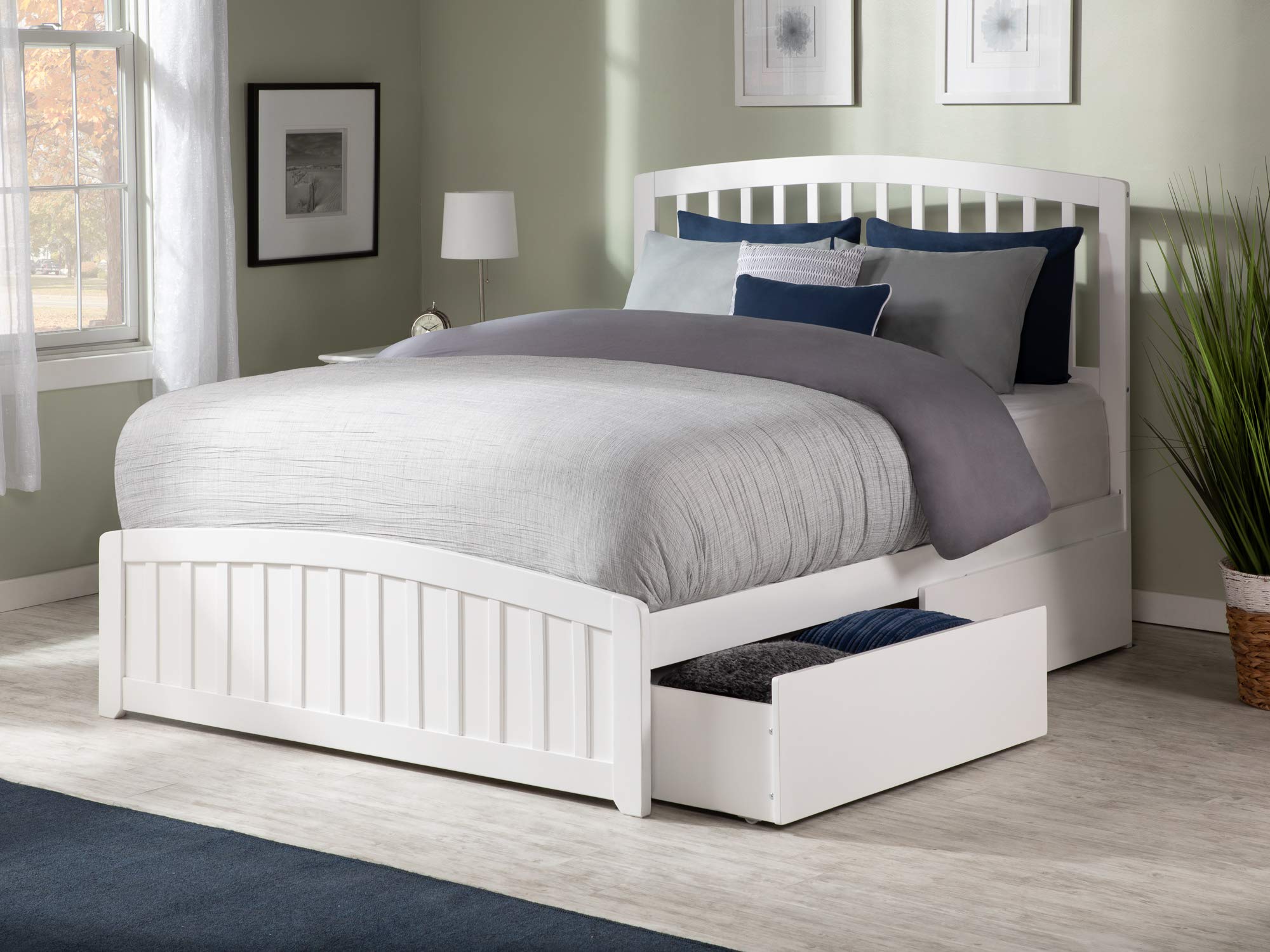 AFI, Richmond Queen Platform Bed with Matching Footboard & Storage Drawers, White