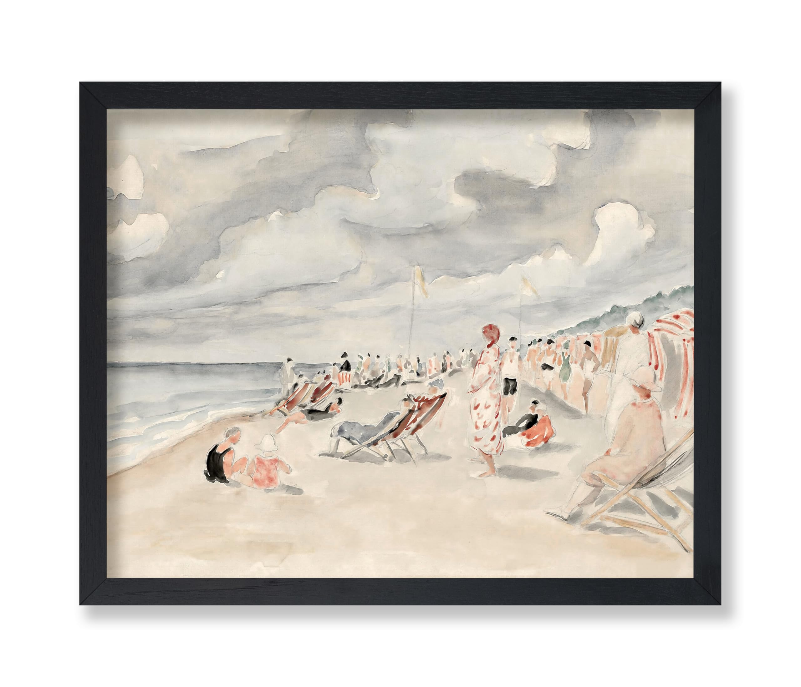 Poster Master Vintage Deauville Beach Painting Poster - Retro Ocean Print - Vacation Art - Beach Art - Gift for Men & Women - Co