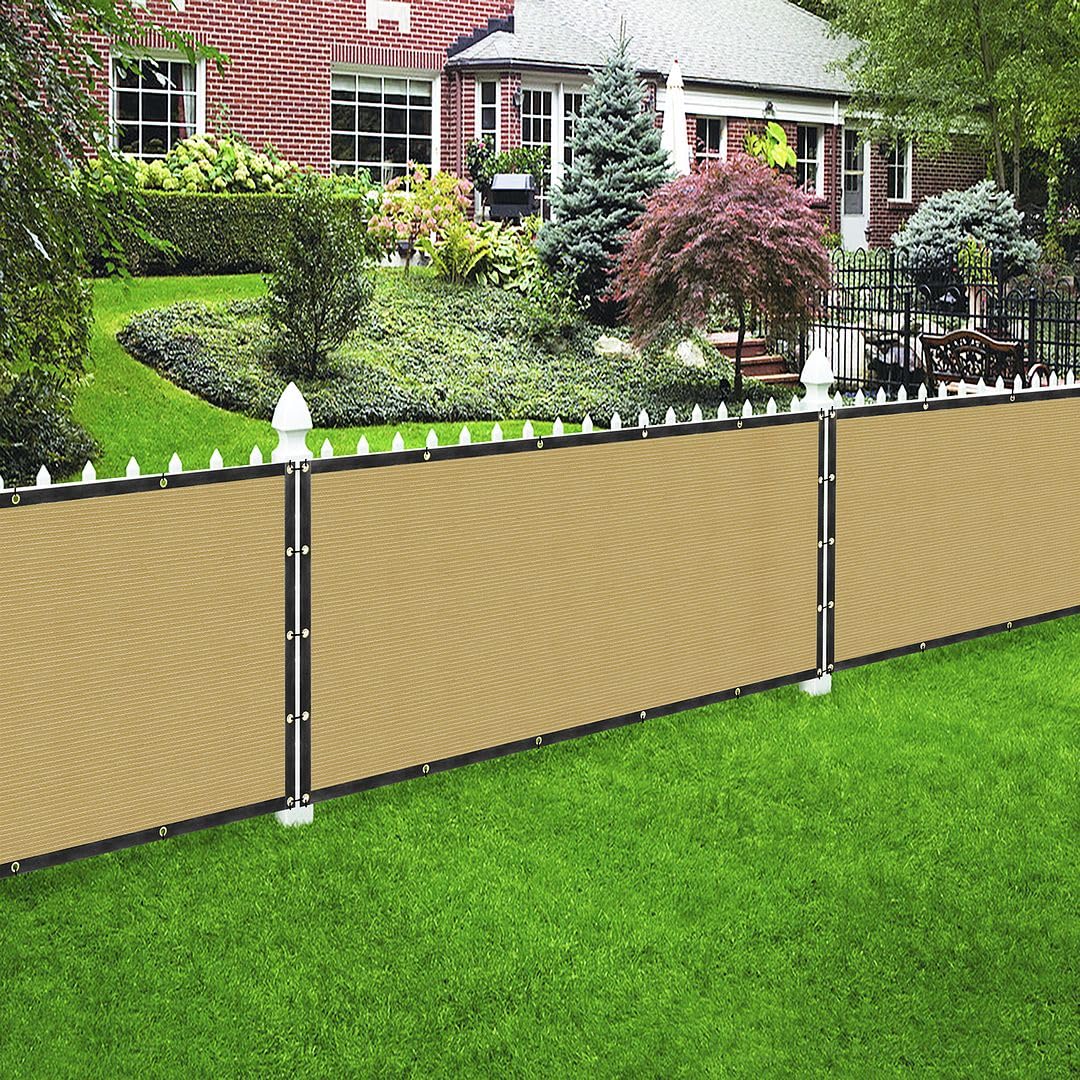 3' X 84' Beige Privacy Screen Fence Cover Panel Shade Cloth Fabric For Chain Link Fence Gate Balcony Deck Patio Pool Railing Por