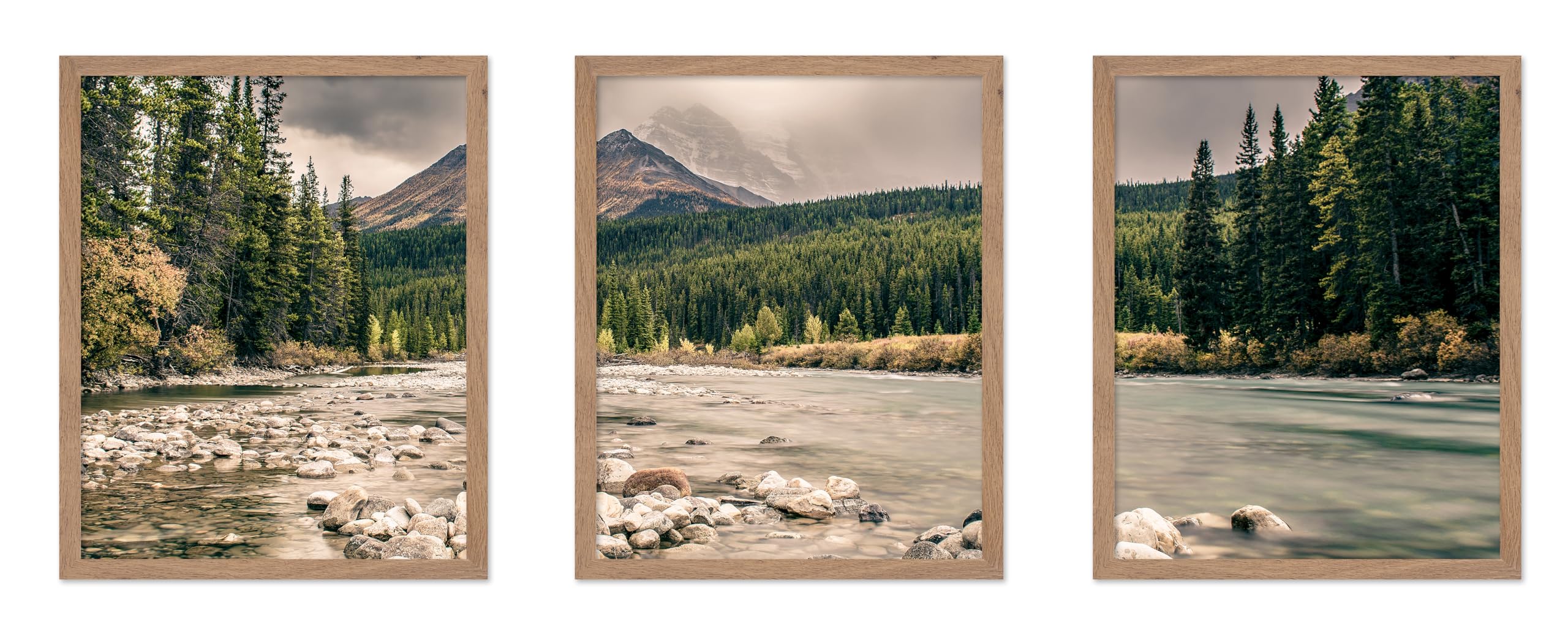Poster Master 3-Piece Photograph Poster - Modern Print - Landscape, Forest, River, Mountain, Wilderness, Trees - Gift for Nature