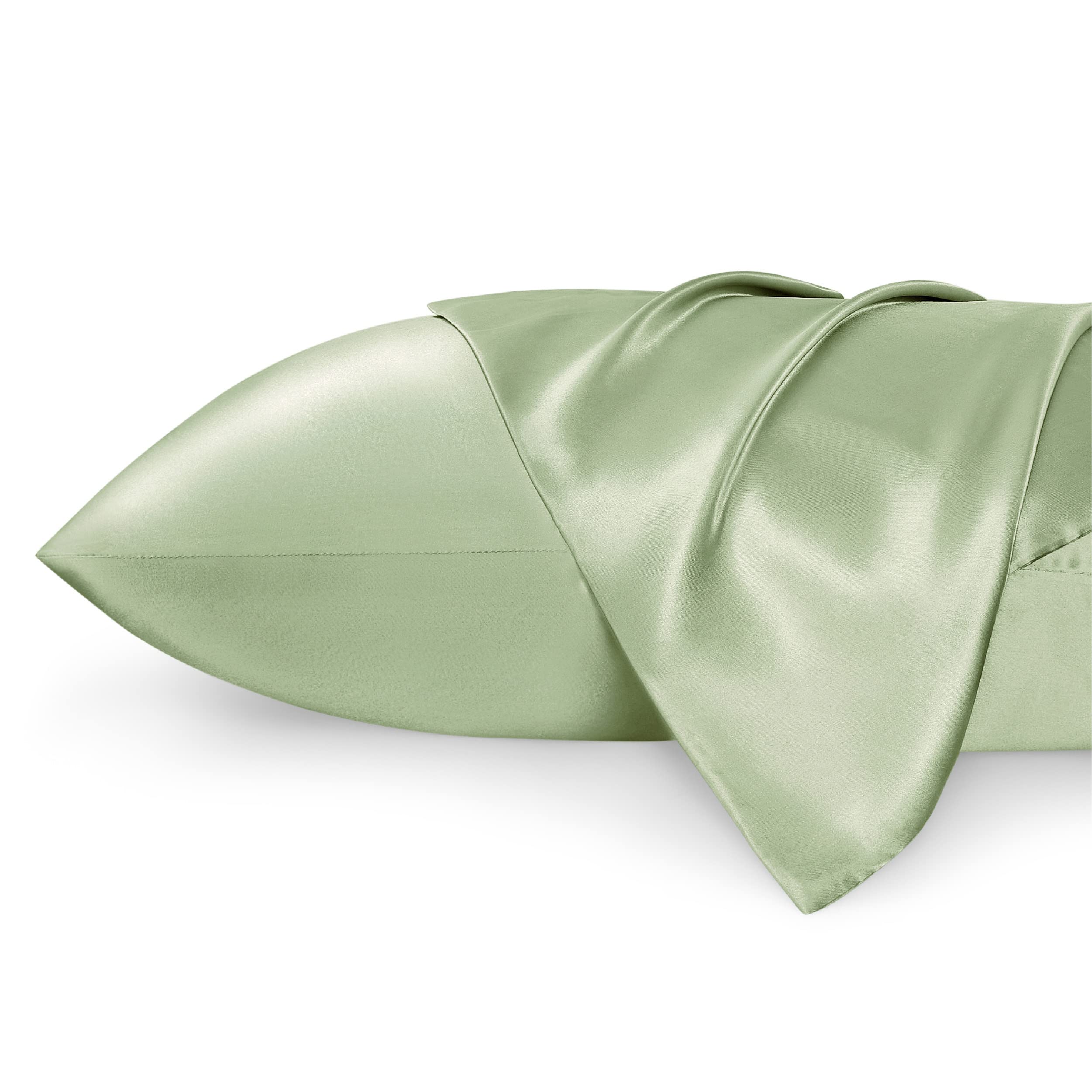 Bedsure Satin Pillowcase For Hair And Skin Queen - Sage Green Silky Pillowcase 20X30 Inches - Satin Pillow Cases Set Of 2 With E