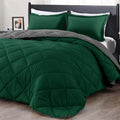 Downluxe Queen Comforter Set - Dark Green And Grey Queen Comforter, Soft Bedding Sets For All Seasons -3 Pieces - 1 Comforter (8