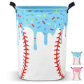 Sliner Baseball Ice Cream Drip Laundry Basket with Handles Foldable Oxford Clothes Hamper Storage Bucket Waterproof Laundry Stor