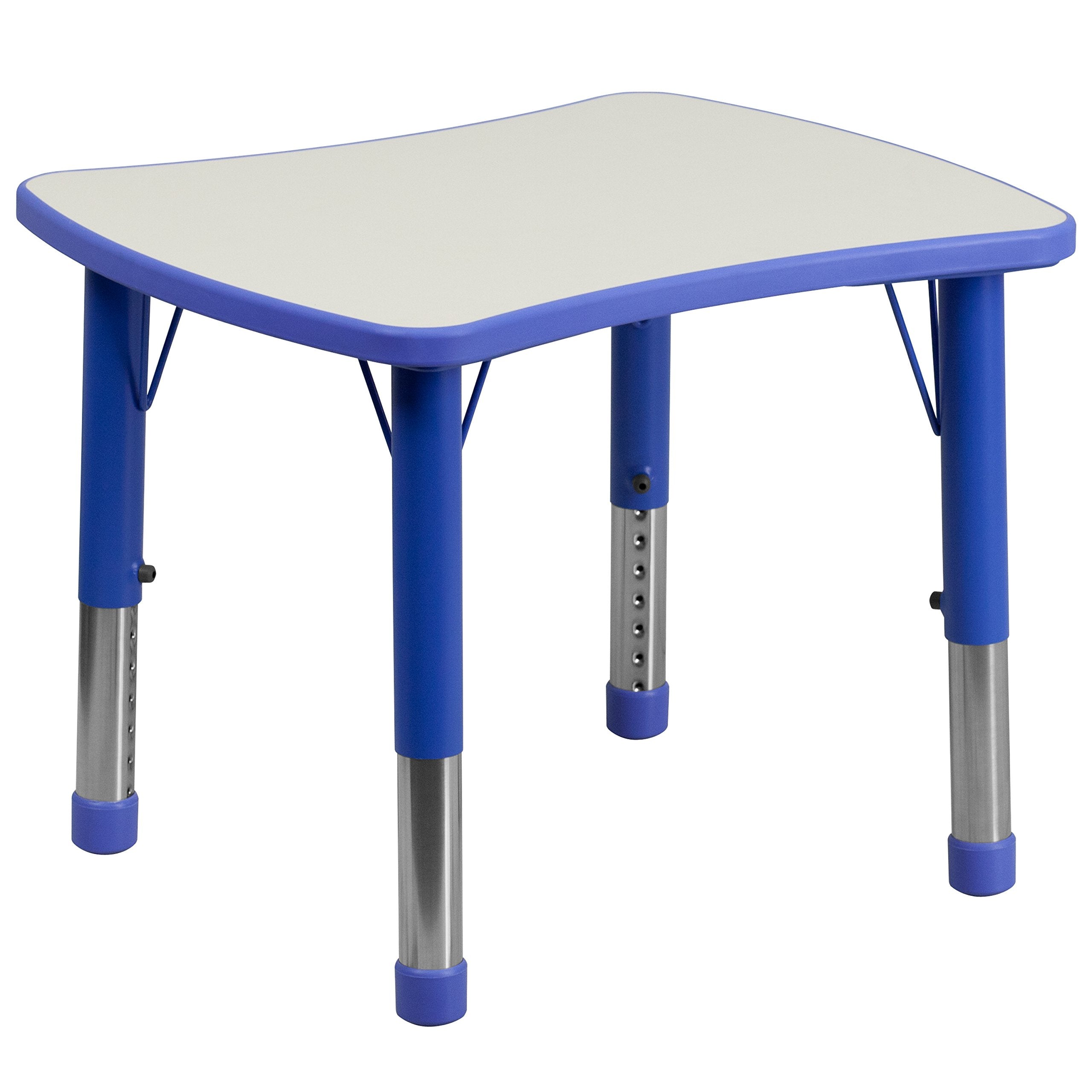 Flash Furniture 21.875''W X 26.625''L Rectangular Blue Plastic Height Adjustable Activity Table With Grey Top