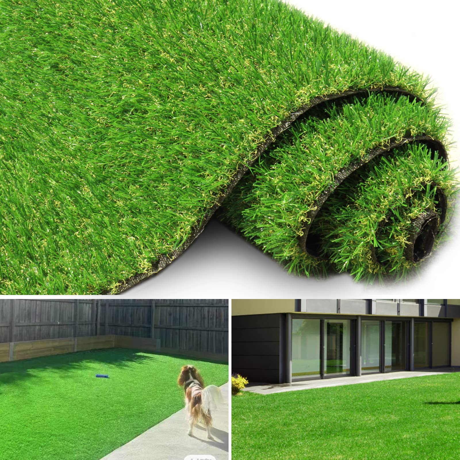 Freadem Artificial Grass Turf For Pet Dogs 4'11' X 8', Fake Grass Lawn With Drain Holes, Indoor Outdoor Synthetic Grass Mat For