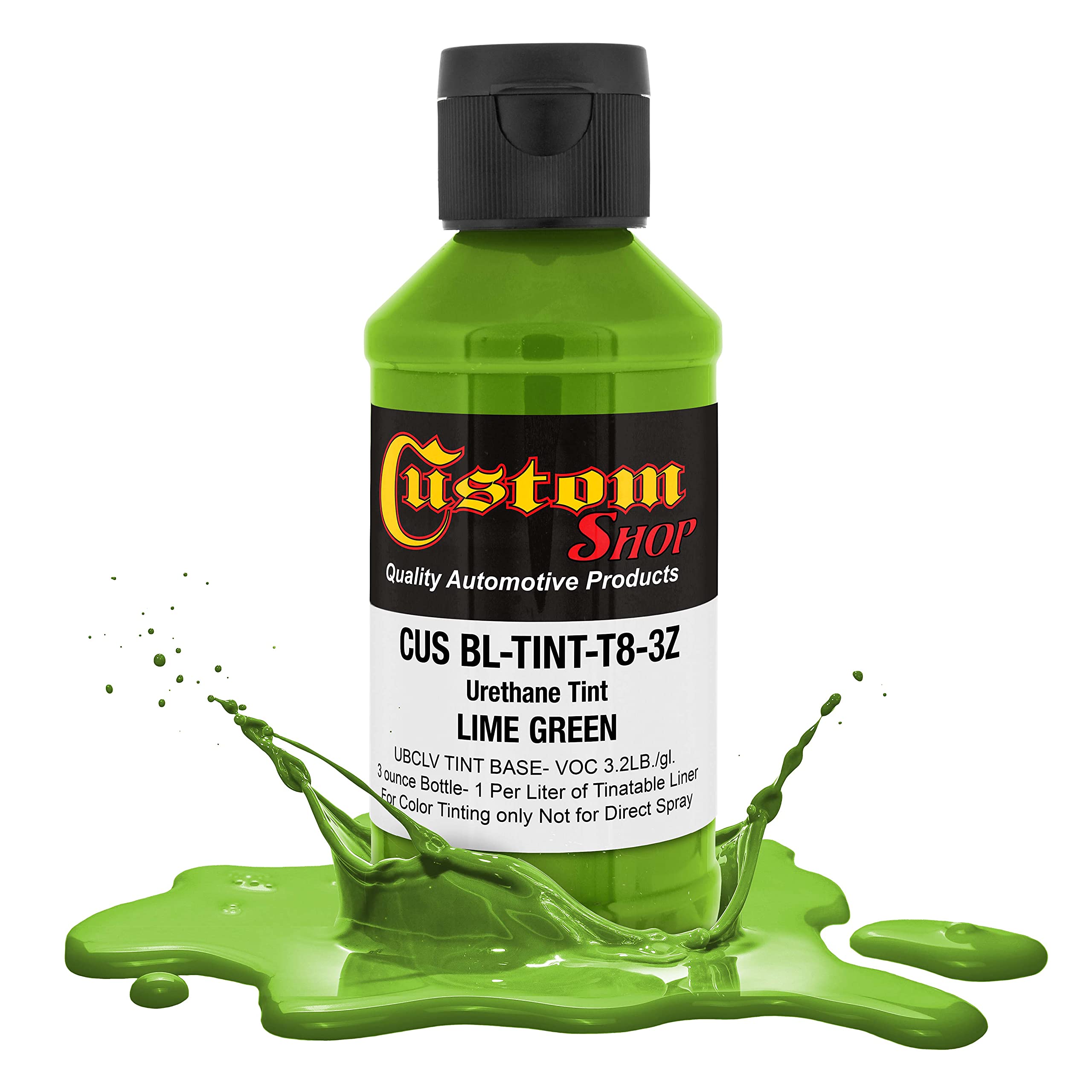 Custom Coat 3 Ounce (Lime Green Color) Urethane Tint Concentrate For Tinting Truck Bed Liner Coatings - Proportioned For Use In